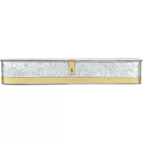 imageCreative CoOp Nestable Square Metal Storage Boxes with Hasp Lock Black Set of 3Silver