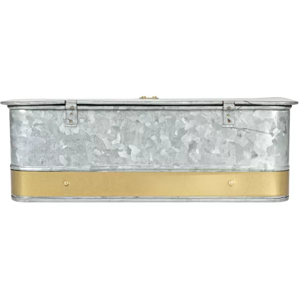 imageCreative CoOp Nestable Square Metal Storage Boxes with Hasp Lock Black Set of 3Silver