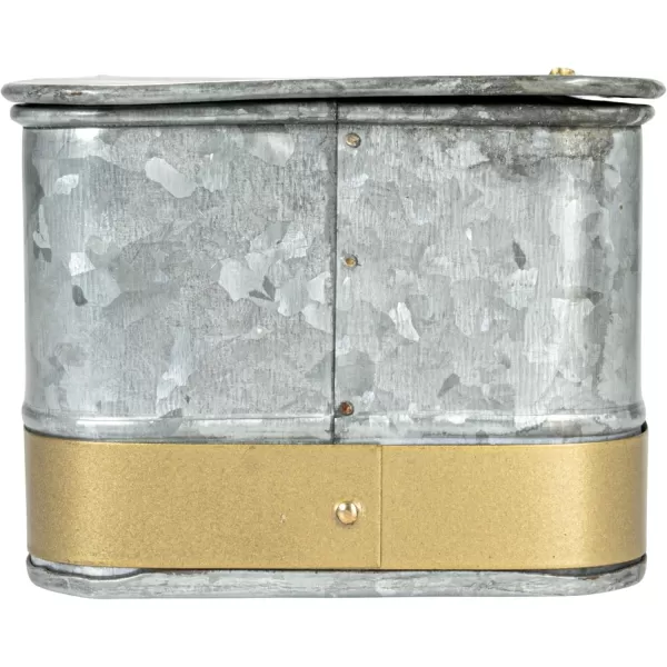 imageCreative CoOp Nestable Square Metal Storage Boxes with Hasp Lock Black Set of 3Silver