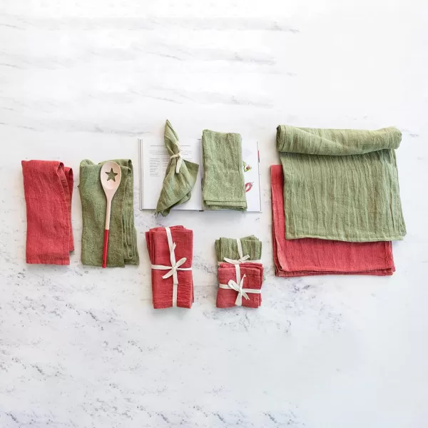 imageCreative CoOp Oversized Stonewashed Linen Tea Towel Red