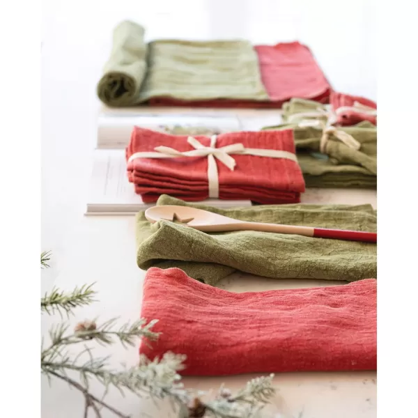 imageCreative CoOp Oversized Stonewashed Linen Tea Towel Red