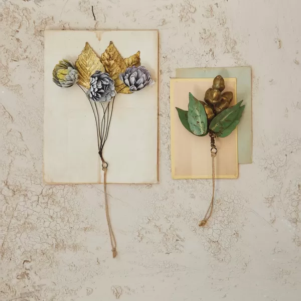 imageCreative CoOp Painted Metal Leaf and Flower Bunch Ornament with Distressed Finish Multicolor