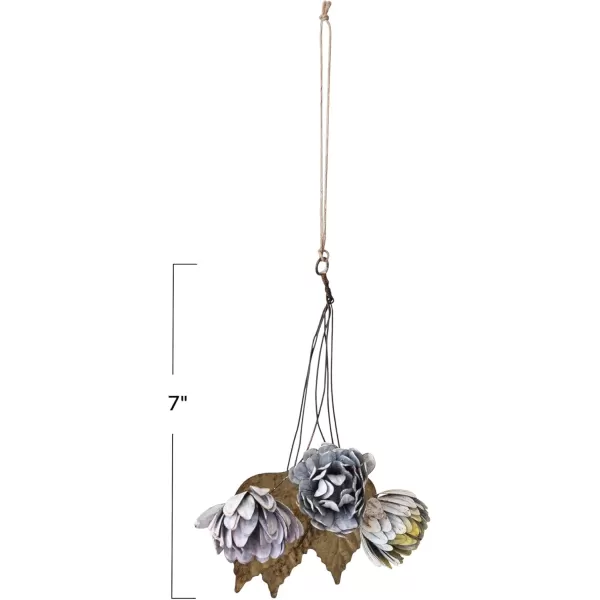 imageCreative CoOp Painted Metal Leaf and Flower Bunch Ornament with Distressed Finish Multicolor