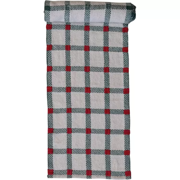 imageCreative CoOp Plaid Embroidered Cotton Table Runner Natural Green and Red