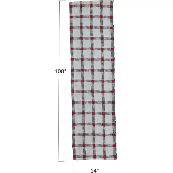 imageCreative CoOp Plaid Embroidered Cotton Table Runner Natural Green and Red