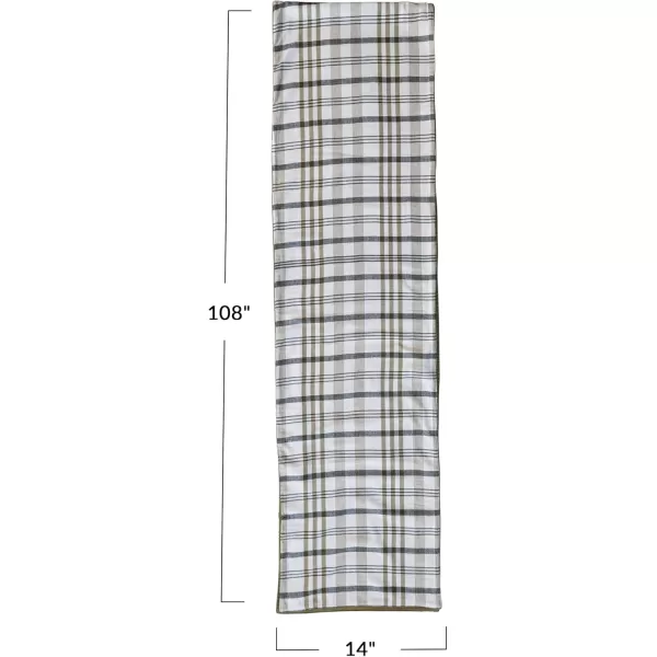 imageCreative CoOp Plaid TwoSided Stonewashed Cotton Double Cloth Table Runner with Cotton Back White and Green