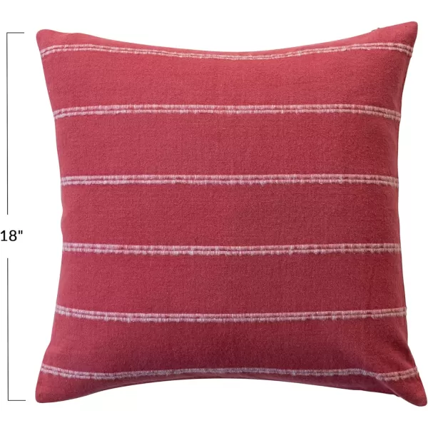 imageCreative CoOp Red and White Square Brushed Cotton Flannel Pillow with Stripes
