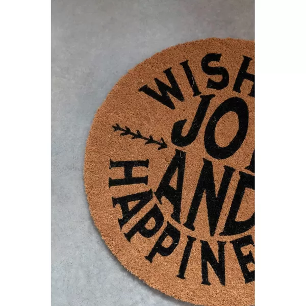imageCreative CoOp Round Natural Coir quotWishing Joy and Happinessquot Doormat