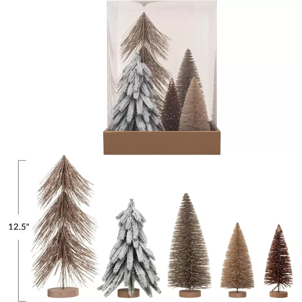 imageCreative CoOp Sisal Bottle Brush Trees with Wood Bases Multicolor Set of 5
