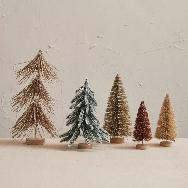 imageCreative CoOp Sisal Bottle Brush Trees with Wood Bases Multicolor Set of 5
