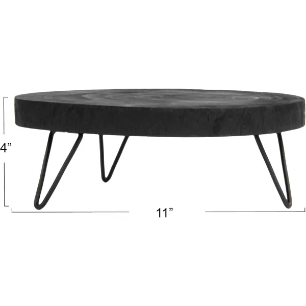 imageCreative CoOp Small Paulownia Wood Pedestal with Metal LegsBlack