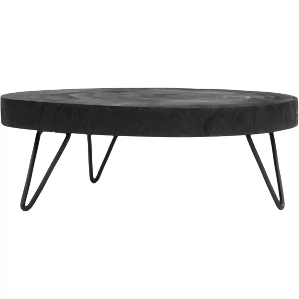 imageCreative CoOp Small Paulownia Wood Pedestal with Metal LegsBlack