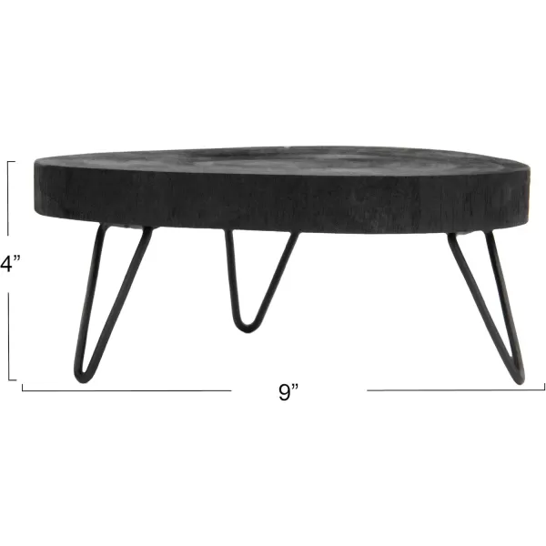 imageCreative CoOp Small Paulownia Wood Pedestal with Metal LegsBlack