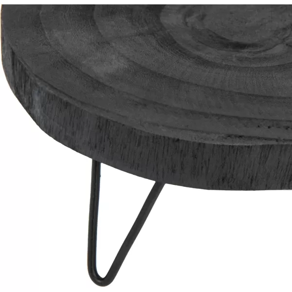 imageCreative CoOp Small Paulownia Wood Pedestal with Metal LegsBlack