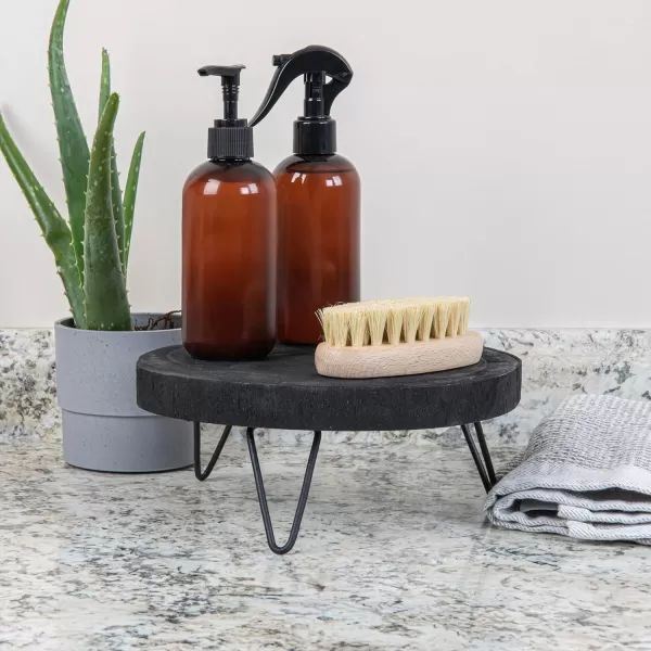 imageCreative CoOp Small Paulownia Wood Pedestal with Metal LegsBlack