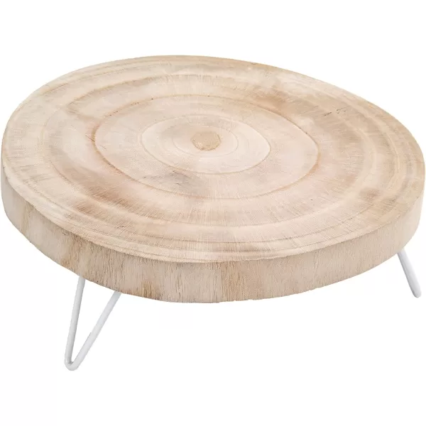 imageCreative CoOp Small Paulownia Wood Pedestal with Metal LegsNatural Finish