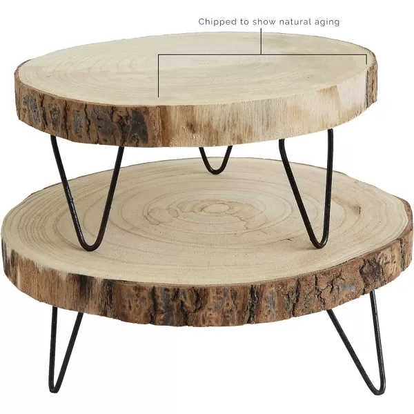 imageCreative CoOp Small Paulownia Wood Pedestal with Metal LegsRaw Finish