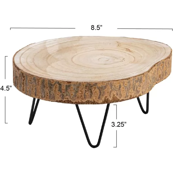 imageCreative CoOp Small Paulownia Wood Pedestal with Metal LegsRaw Finish