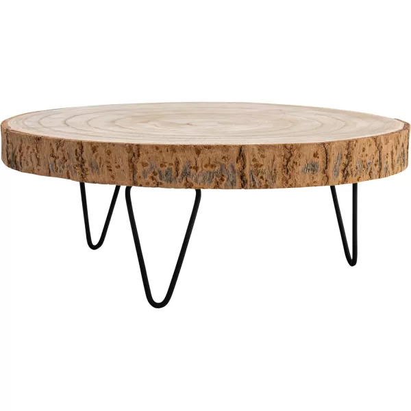 imageCreative CoOp Small Paulownia Wood Pedestal with Metal LegsRaw Finish