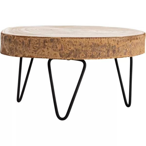 imageCreative CoOp Small Paulownia Wood Pedestal with Metal LegsRaw Finish