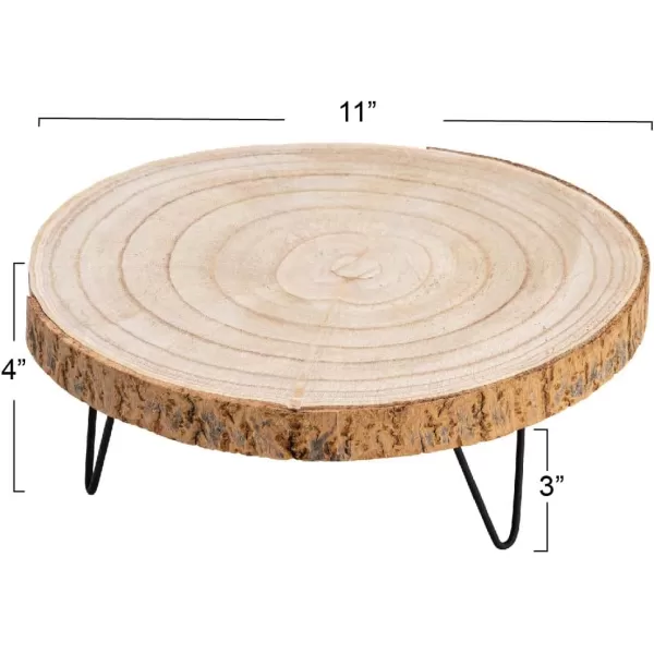 imageCreative CoOp Small Paulownia Wood Pedestal with Metal LegsRaw Finish