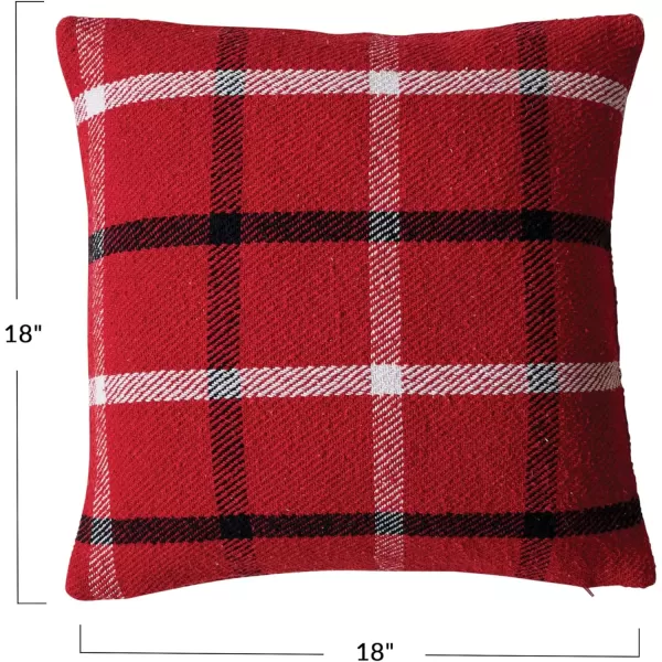 imageCreative CoOp Square Brushed Cotton Blend Flannel Pillow with Grid Pattern Red Black White