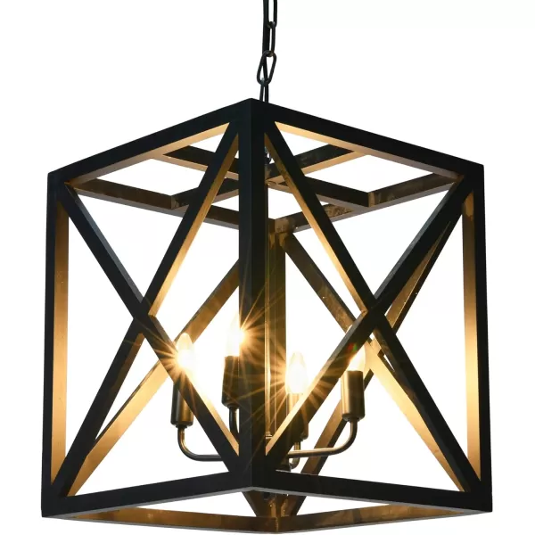imageCreative CoOp Square Wood and Metal ChandelierBlack