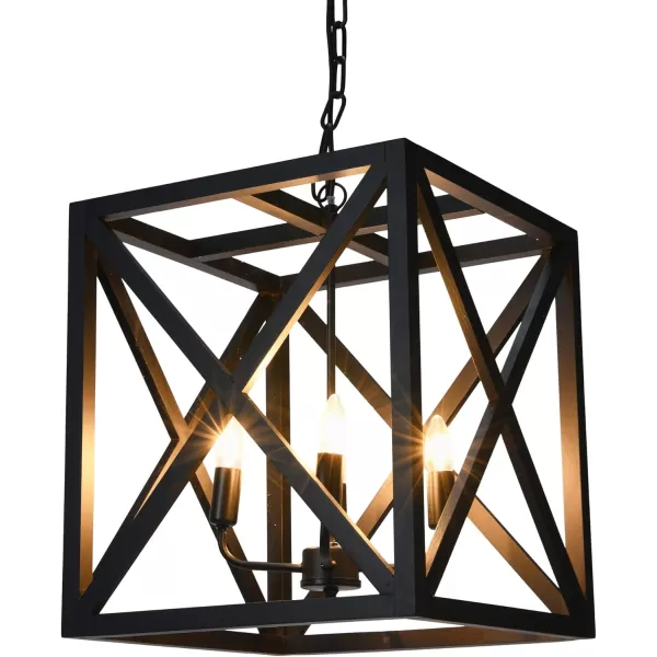 imageCreative CoOp Square Wood and Metal ChandelierBlack