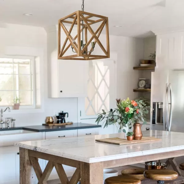 imageCreative CoOp Square Wood and Metal ChandelierBrown