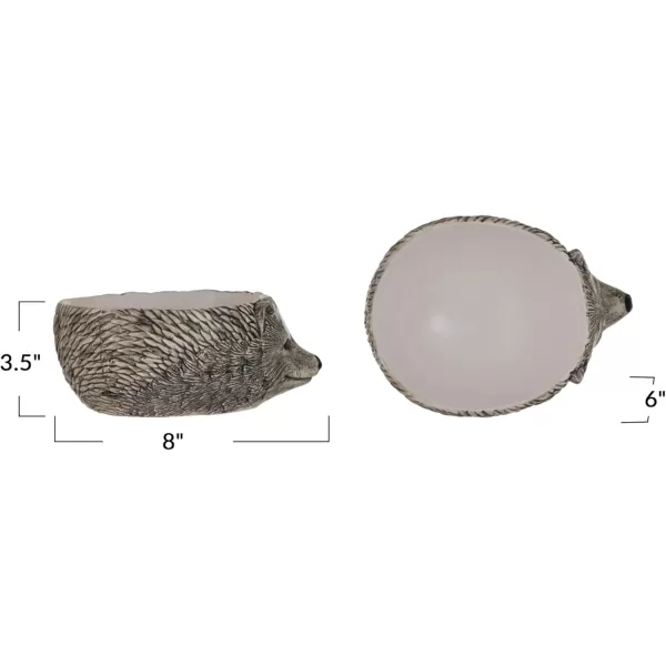 imageCreative CoOp Stoneware Hedgehog Shaped Bowl Brown and Cream Color