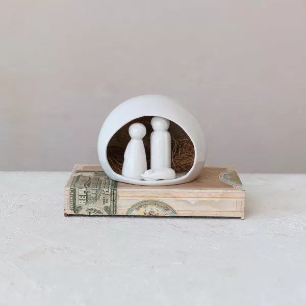 imageCreative CoOp Stoneware Nativity Decor White Set of 4