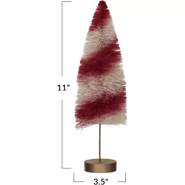 imageCreative CoOp Striped Sisal Bottle Brush Swirled Tree with Wood Base Red and Cream