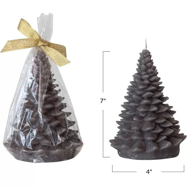 imageCreative CoOp Tall Holiday Tree Shaped Candle with Gold Tips Pewter Color