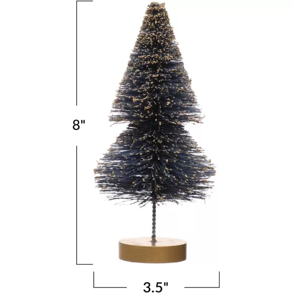 imageCreative CoOp Tall Sisal Bottle Brush Tree with Gold Glitter and Wood Base Blue