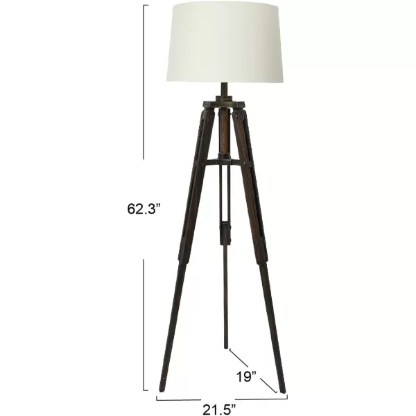 imageCreative CoOp Tripod Style Wood Floor Lamp with Drum ShadeBlack Finish with White Shade
