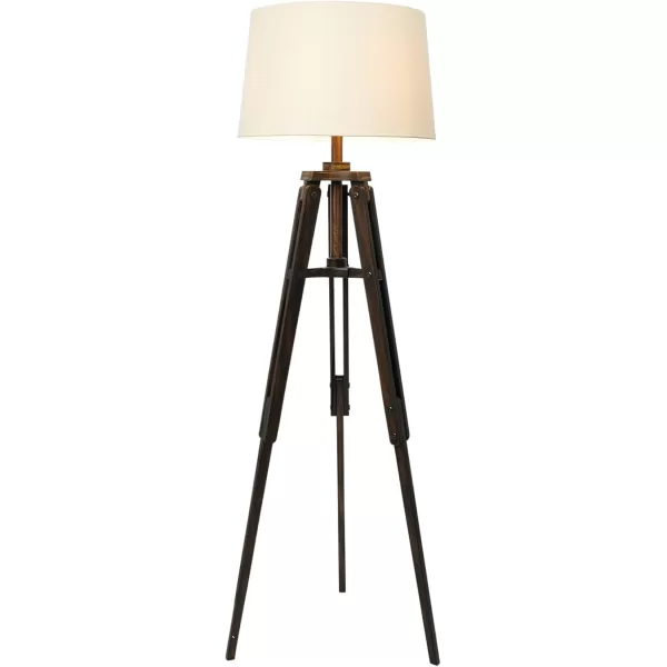 imageCreative CoOp Tripod Style Wood Floor Lamp with Drum ShadeBlack Finish with White Shade