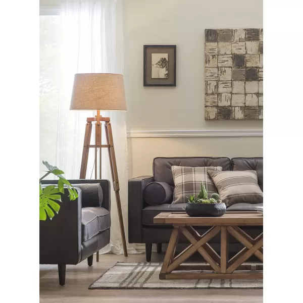 imageCreative CoOp Tripod Style Wood Floor Lamp with Drum ShadeBrown Floor Lamp