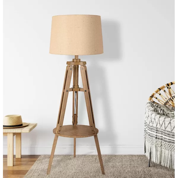 imageCreative CoOp Tripod Style Wood Floor Lamp with Drum ShadeNatural