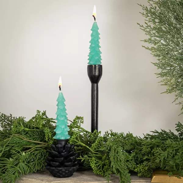 imageCreative CoOp Unscented Textured Tree Shaped Taper Candles in Box Pewter Color Set of 2Aqua
