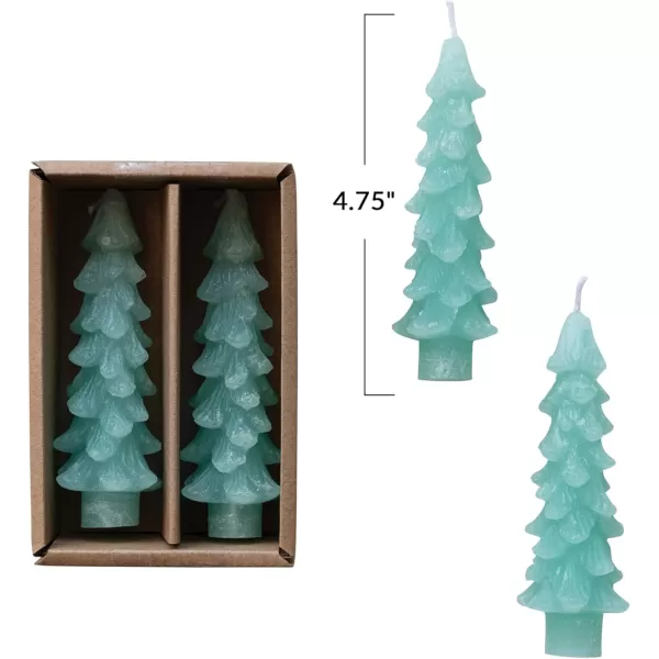 imageCreative CoOp Unscented Textured Tree Shaped Taper Candles in Box Pewter Color Set of 2Aqua