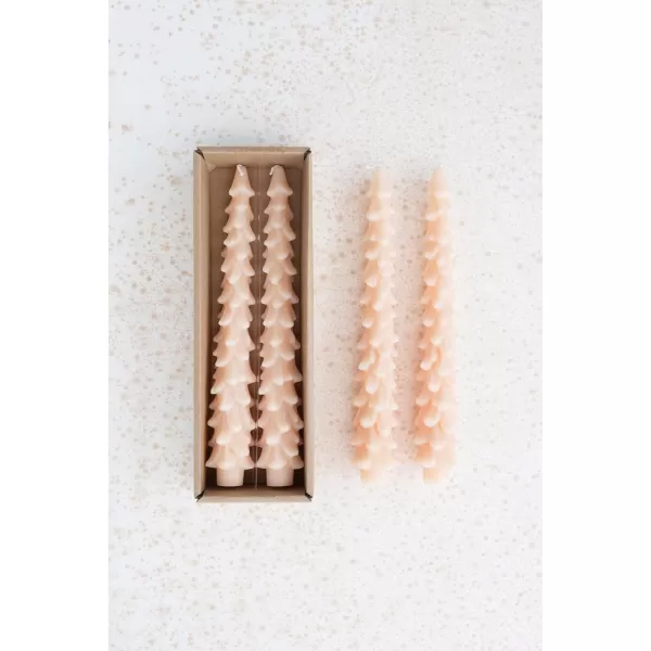 imageCreative CoOp Unscented Textured Tree Shaped Taper Candles in Box Pewter Color Set of 2Blush