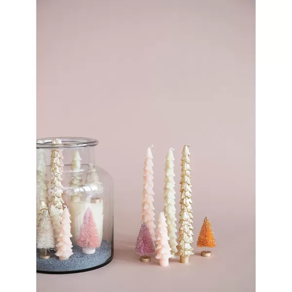 imageCreative CoOp Unscented Textured Tree Shaped Taper Candles in Box Pewter Color Set of 2Blush