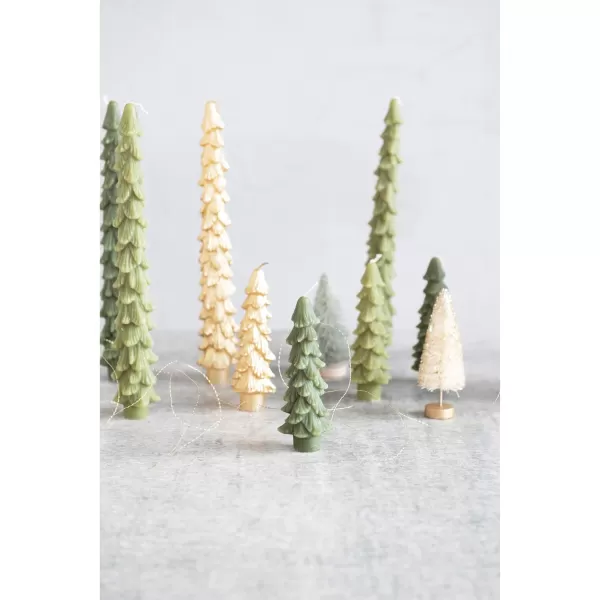 imageCreative CoOp Unscented Textured Tree Shaped Taper Candles in Box Pewter Color Set of 2Evergreen