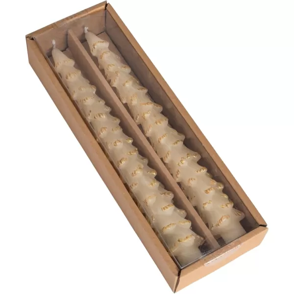 imageCreative CoOp Unscented Textured Tree Shaped Taper Candles in Box Pewter Color Set of 2GoldEggnog