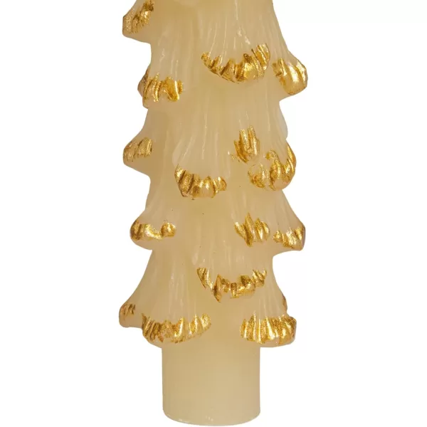 imageCreative CoOp Unscented Textured Tree Shaped Taper Candles in Box Pewter Color Set of 2GoldEggnog