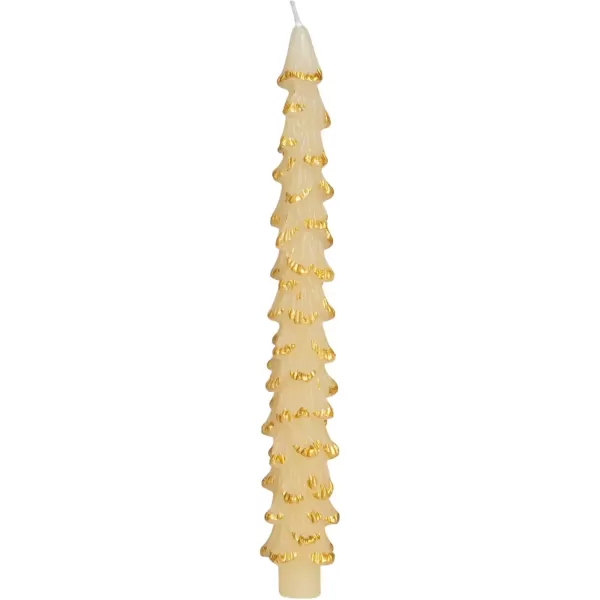 imageCreative CoOp Unscented Textured Tree Shaped Taper Candles in Box Pewter Color Set of 2GoldEggnog