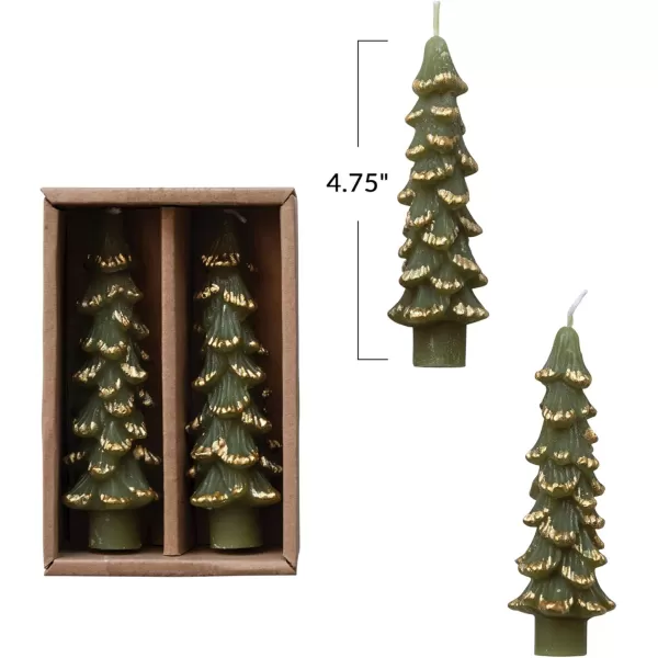 imageCreative CoOp Unscented Textured Tree Shaped Taper Candles in Box Pewter Color Set of 2GoldEvergreen