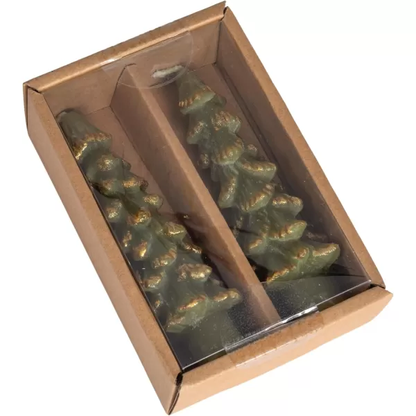 imageCreative CoOp Unscented Textured Tree Shaped Taper Candles in Box Pewter Color Set of 2GoldEvergreen