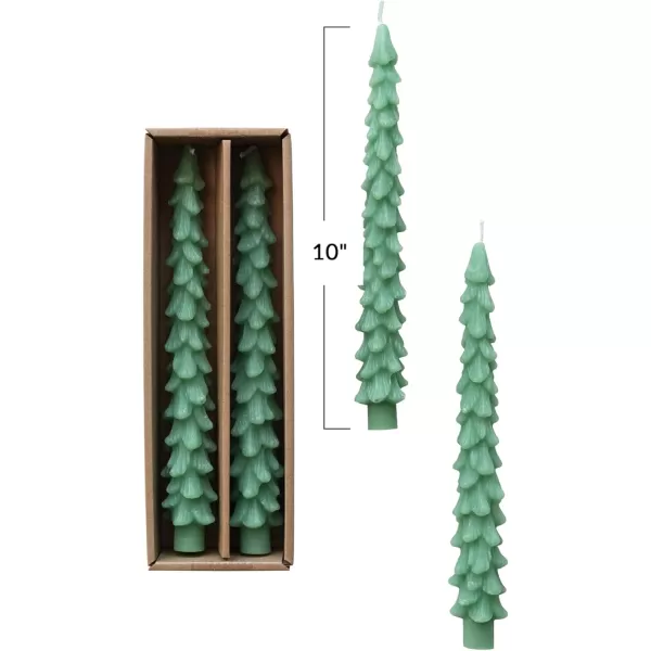 imageCreative CoOp Unscented Textured Tree Shaped Taper Candles in Box Pewter Color Set of 2Green