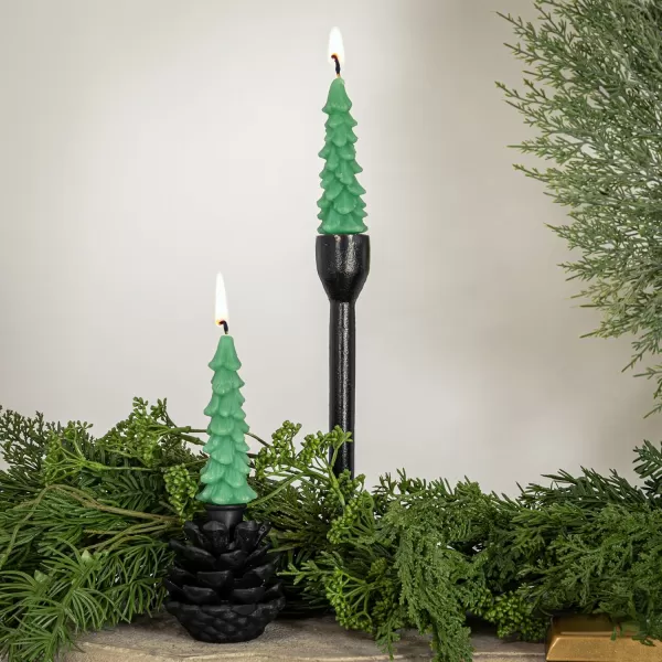 imageCreative CoOp Unscented Textured Tree Shaped Taper Candles in Box Pewter Color Set of 2Green